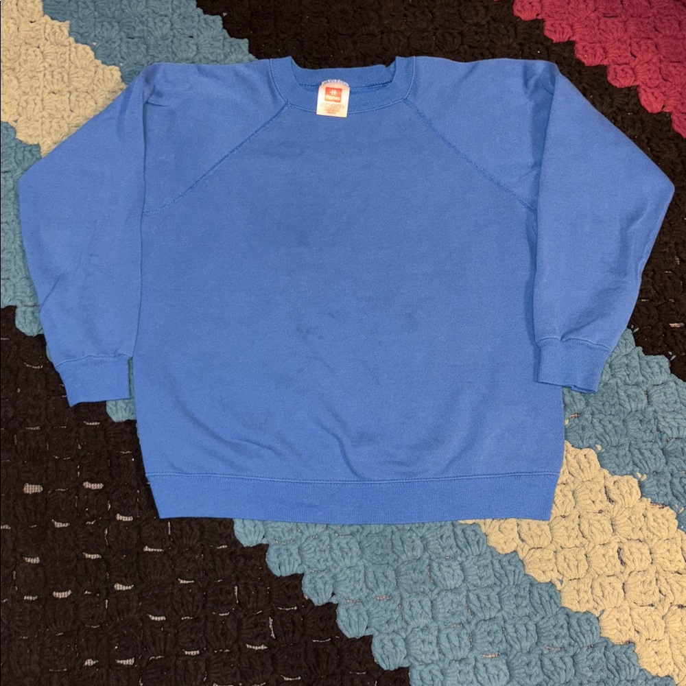 90s Hanes Blank Blue Crewneck